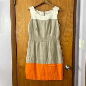 Banana Republic Linen Orange Color block dress